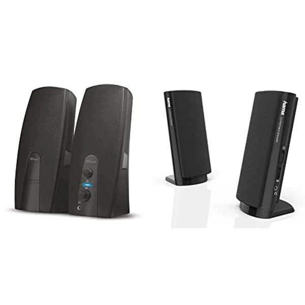 Trust Almo 2.0 PC Lautsprecher Set, 10 Watt, 3,5 mm AUX Klinke, Boxen mit USB-Stromversorgung, Speaker Set, Lautsprecher für PC, Laptop, Computer - Schwarz & Hama Multimedia Lautsprecher E 80 schwarz
