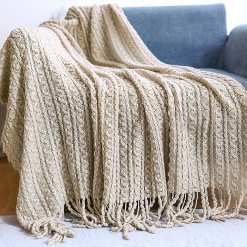 Nordic Woven Blanket - Beige / 51" x 86.6" (130x220cm)