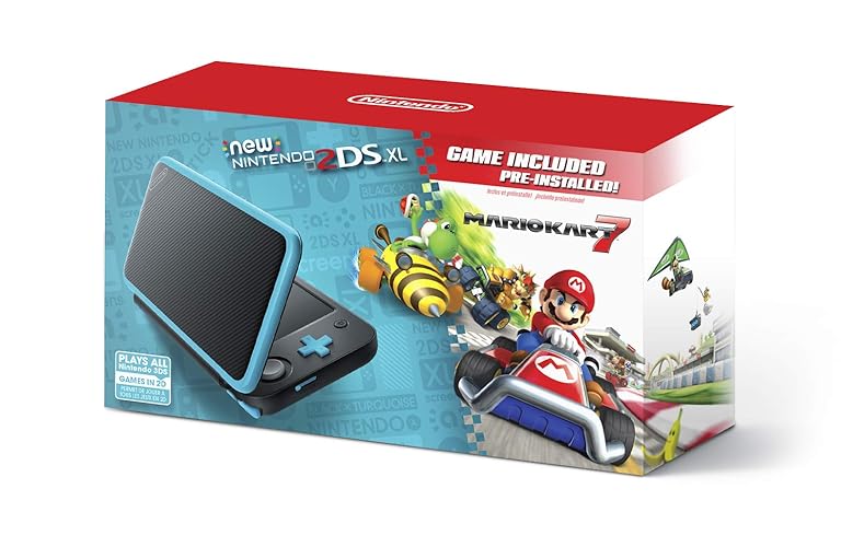 New Nintendo 2DS XL - Black + Turquoise With Mario Kart 7 Pre-installed - Nintendo 2DS - Black + Turquoise - New Nintendo 2DS XL