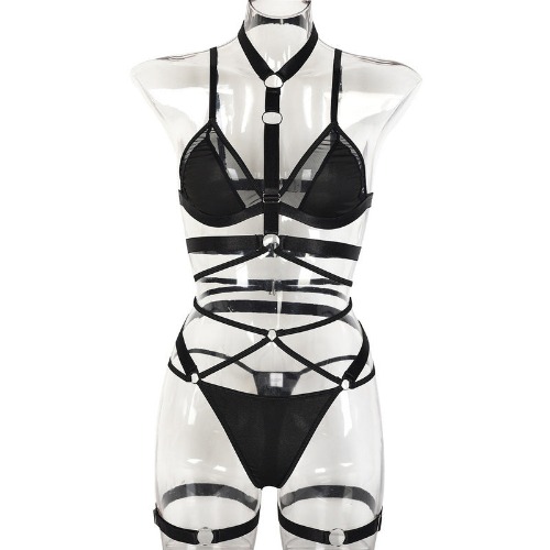Strap Cross Rings Lingerie | Black 