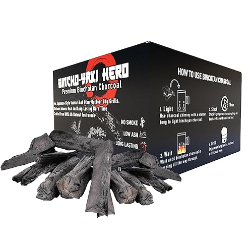 Premium Binchotan Charcoal for Japanese Style Yakitori & Outdoor BBQ – Smokeless, High-Consistent Heat, Long-Lasting, Chemical-Free, Low Ash – Elevate Your Gourmet Grilling Experience! (11, Pounds) - 11 Pounds