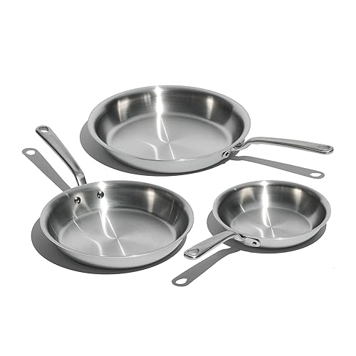 Made In Cookware - 3-Piece (Includes 8",10",12") Stainless Frying Pan Set - 5 Ply Stainless Clad - Professional Cookware - Crafted in Italy - Induction Compatible - 3 Piece Set Includes 8",10",12"