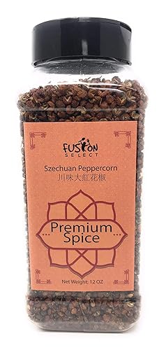 Fusion Select Authentic Szechuan Grade AAA Red Sichuan Peppercorns, Whole Szechuan Peppercorns, Less Seeds, Strong Flavor, Essential for Kung Pao Chicken, Mapo Tofu, 12 oz. - Sichuan Peppercorn - 12 Ounce (Pack of 1)