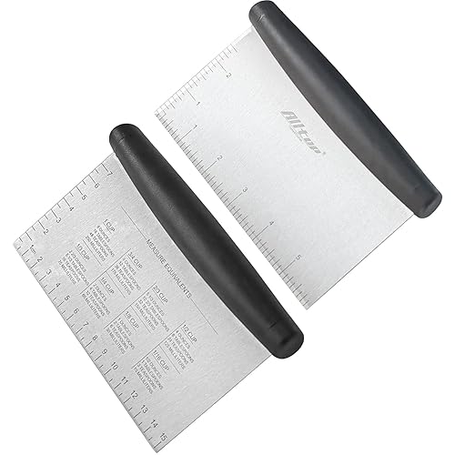 ALLTOP Bench Scraper & Chopper - Baking Essentials,Stainless Steel Blade Knife,Ideal Kitchen Tool for Home Baking and Meal Prep, Bread Making, Pasta,Pastry,Dough and Cake - Set of 2 Pack - 2