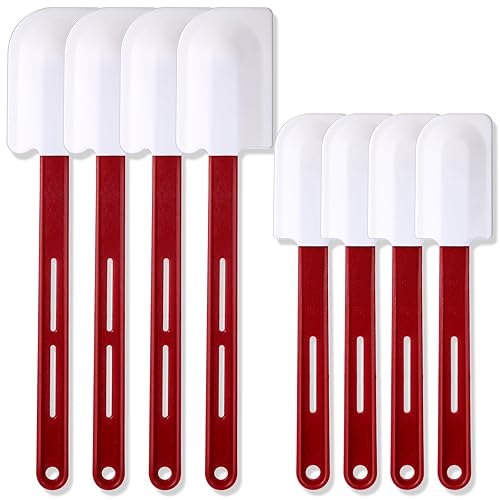 Norme 8 Pcs High Temp Silicone Spatulas Heat Resistant Rubber Spatula Commercial Silicone Scraper Spatula with Handle for Kitchen Cooking Baking Mixing Utensils, Dishwasher Safe (10 Inch,14 Inch) - 8 - 10 Inch, 14 Inch