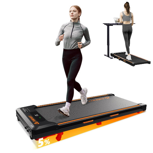 AIRHOT Under Desk Treadmill, Walking Pad 2 in 1 for Walking and Jogging, Portable Walking Treadmill with Remote Control Lanyard for Home/Office, 2.5HP Low-Noise Desk Treadmill in LED Display - Black