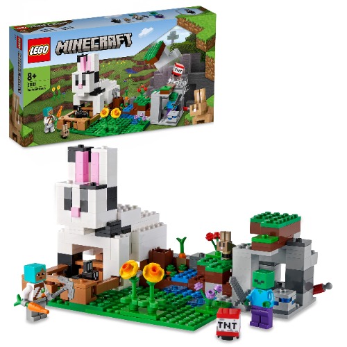 LEGO 21181 Minecraft The Rabbit Ranch House Farm Set, Animals Toy for Boys and Girls Age 8 Plus with Tamer and Zombie Figures