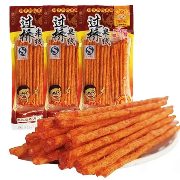 Spicy Strip Small Gluten Sweet Spicy Flavor Chinese Snacks Instant Snacks Cross the bridge noodle Extruded pastry (20 packs) - 20 packs