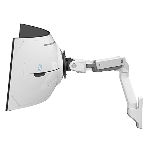 Ergotron – HX VHD Premium Heavy Duty Gaming Monitor Arm, Single Monitor Wall Mount – for 1000R Curved Ultrawide Monitors Up to 57 Inches, 9-14 Inches Depth, VESA 75x75mm or 100x100mm – White - White - 9-14"