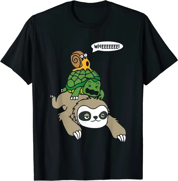 Sloth Turtle Snail Piggyback T Shirt Animal Running Wild Tee