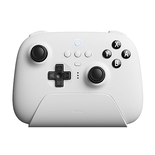 8Bitdo Ultimate Bluetooth Controller with Charging Dock, Wireless Pro Controller with Hall Effect Sensing Joystick, Compatible with Switch, Windows and Steam Deck (White) - White