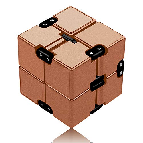 Funxim Infinity Cube Toy per Adulti e Bambini, Nuova Versione Fidget Finger Toy Sollievo dallo Stress e ansia, Killing Time Fidget Toys Cubo Infinito per Il Personale dell'ufficio - Oro Rosa