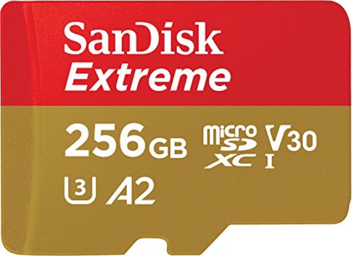 SanDisk 256GB Extreme microSDXC card + SD adapter + RescuePRO Deluxe, up to 190MB/s, with A2 App Performance, UHS-I, Class 10, U3, V30, Black - 256GB