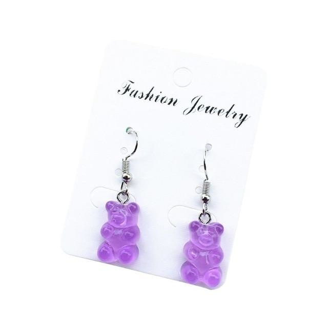 Gummy Bear Earrings - Purple Dangle Earrings