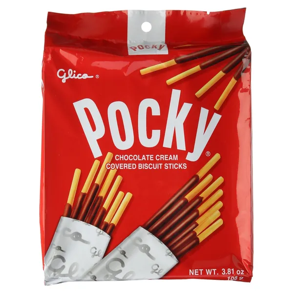 Glico Pocky, Chocolate Cream Covered Biscuit Sticks (9 Individual Bags), 4.13 Ounce (Pack of 9) - Chocolate