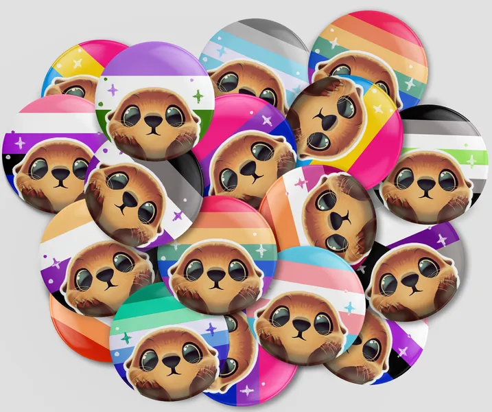 Pride Otter Flags Button Pin - LGBTQ Custom - Trans - Gay - Lesbian - Bi - Ace - Pan - Nonbinary - Demi - Agender - Aromantic - Genderfluid