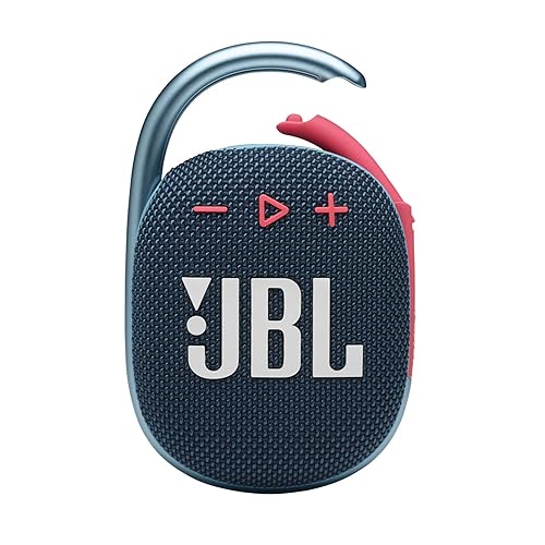 JBL Clip 4, Blue/Coral - Portable Bluetooth 5.1 Speaker - Up to 10 Hours of Play - Waterproof & Dust Resistant - Includes Noise & Echo-Canceling Speakerphone - Blue/Coral