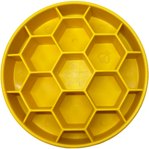 Honeycomb Design eBowl Enrichment Slow Feeder Bowl for Dogs - Honeycomb ebowl - yellow