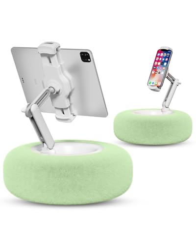 Viozon Tablet Stand Pillow, Compatible with 4.7"-13" Phone/Tablet, iPad, iPhone, Samsung, Google, Kindle, 360°Adjustable Phone Holder for Bed with Soft Plush Fabric, and Detachable Bowl, Green - Green