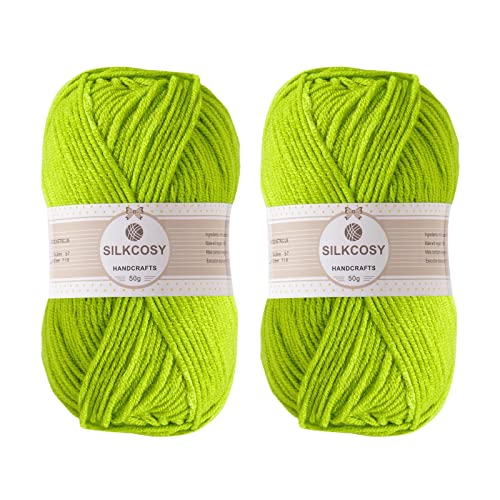 2 Pcs Crochet Yarn, Feels Soft 280 Yards Assorted Colors 4ply Acrylic Yarn,Yarn for Crochet & Hand Knitting-Bud Green - Bud green