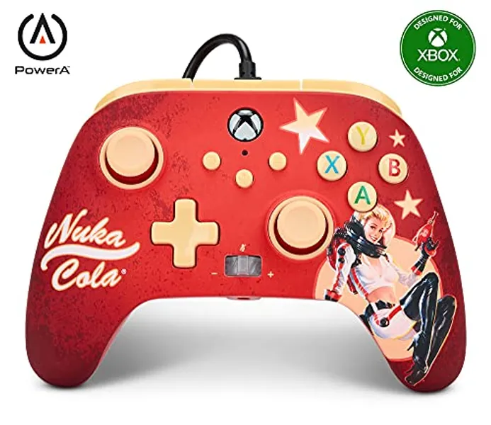 PowerA Enhanced Wired Controller for Xbox Series X|S - Fallout: Nuka Cola, Detachable 10ft USB-C Cable, Mappable Buttons and Rumble Motors, Officially Licensed for Xbox