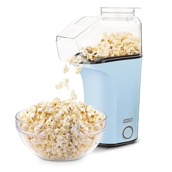 DASH Hot Air Popcorn Popper Maker with Measuring Cup to Portion Popping Corn Kernels + Melt Butter, 16 Cups - Dream Blue