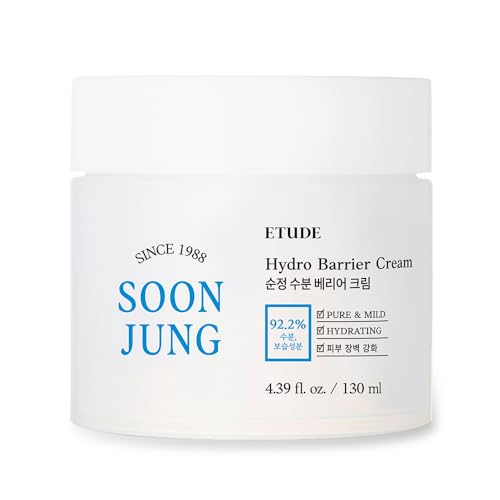 ETUDE HOUSE Soonjung Hydro Barrier Cream BIG SIZE 130ml (New Version) | SoonJung's Skincare Solution for Irritated Skin | Go-To Failproof Cream For Sensitive Skin | Moisturizing Cream | K-Beauty - 4.39fl.oz(AD) - 4.4 Fl Oz (Pack of 1)