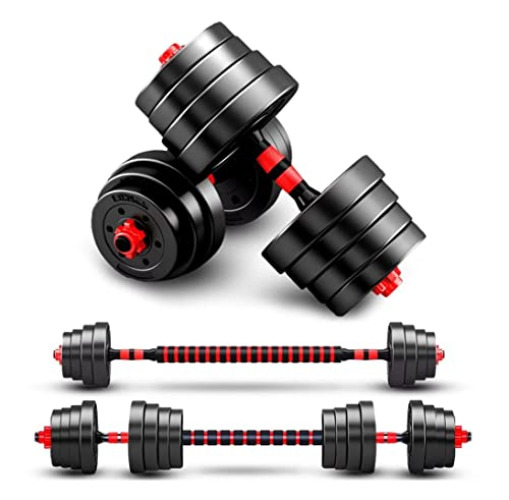 BCBIG Adjustable-Dumbbells-Sets, 20/30/40/60/80lbs Free Weights-Dumbbells Set of 2 Convertible To Barbell A Pair of Lightweight for Home Gym,Women and Men Equipment - Red 60lbs(30lbs*2)