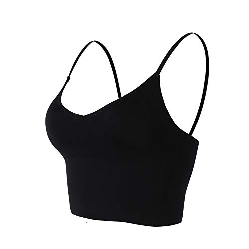 Seamless Sports Bra 2 Pcs Crop Top Bra Wirefree Bra Removable Pads for Women Yoga Workout with Adjustable Straps - XX-Large - Black