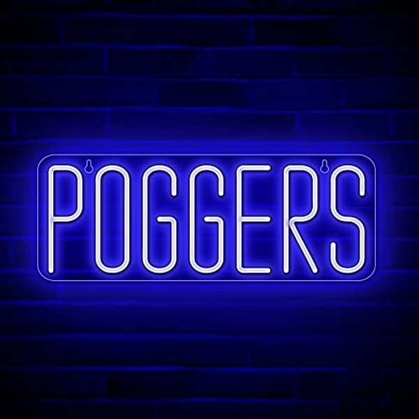 Lumoonosity Poggers Neon Sign - Gamer Neon Light for Boy/Teen/Streamers/Gamers Bedroom, Game Room Wall Decor - USB Powered LED Gaming Neon Light with On/Off Switch - Best Gift for Gamers