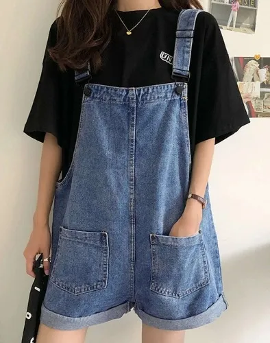 Honeyspot Solid Pocket Front Denim Overall Jumpsuit