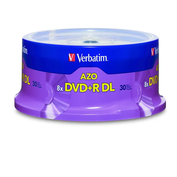 Verbatim DVD+R DL 8.5GB 8X with Branded Surface - 30pk Spindle - 96542