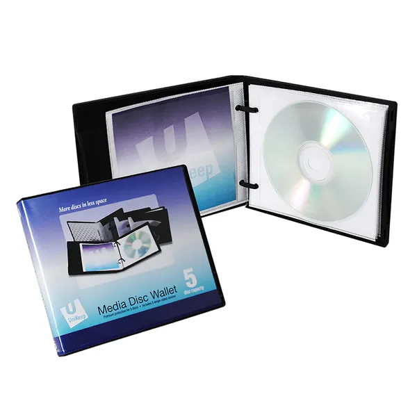 UniKeep Disc 5 CD/DVD Wallet with Pages - Case of 30 (Black)