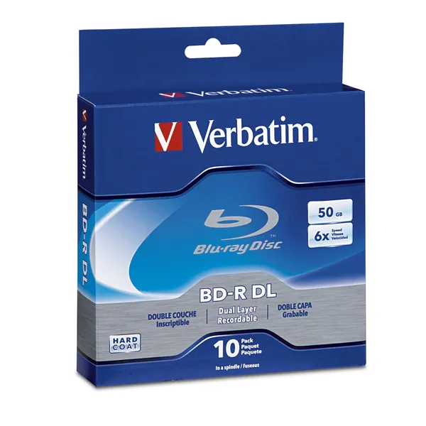 Verbatim BD-R DL 50GB 6X Blu-ray Recordable Media Disc - 10 Pack Spindle