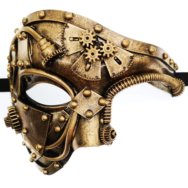 Steampunk Metal Cyborg Venetian Mask, Masquerade Mask For Halloween Costume Party/Phantom Of The Opera/Mardi Gras Ball
