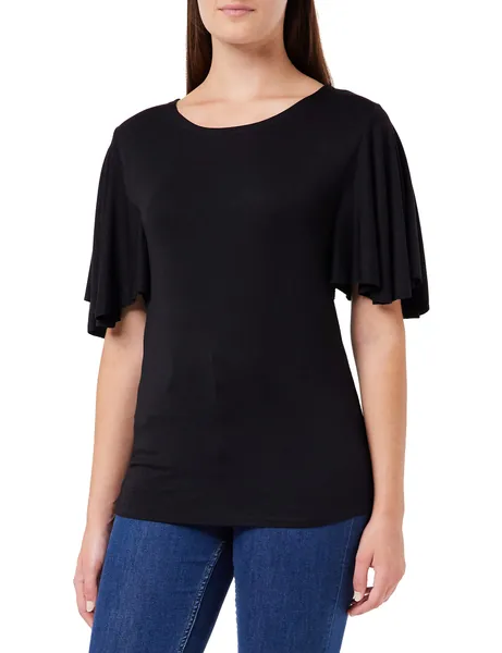 Spiral - Gothic Elegance - Boat Neck Bat Sleeve Top Black