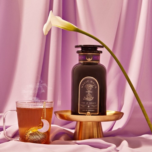 Lucid Dreams: Tulsi-Turmeric Herbal Tea for Sleep & Calm | Violet Glass Apothecary Jar (up to 75 cups)