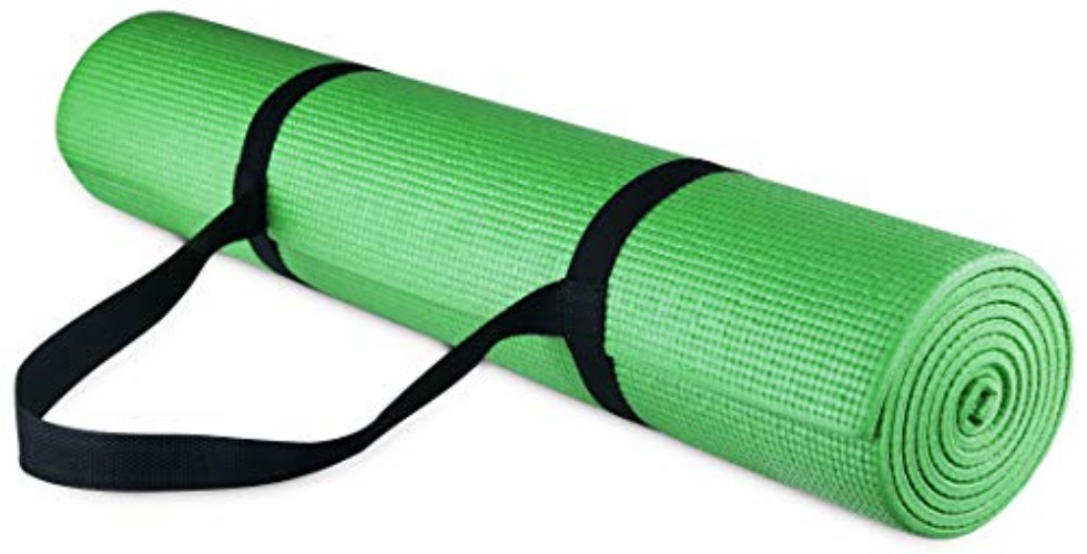BalanceFrom All Purpose 1/4-Inch High Density Anti-Tear Exercise Yoga Mat with Carrying Strap - Green - Mat Only