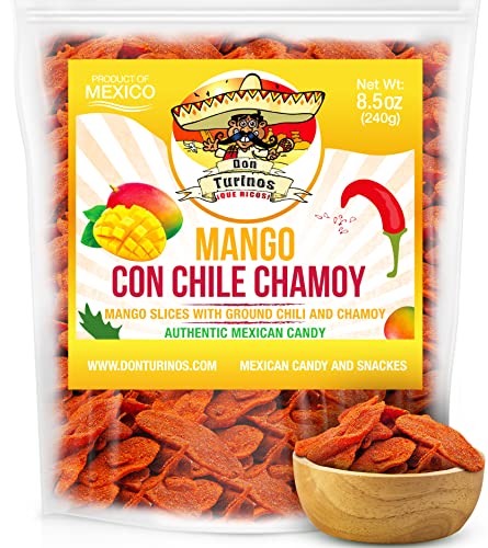 Chili Chamoy Mango Slices, 8.5 oz. Bag of Authentic Mexican Dry Fruit Candy, Sweet and Spicy Flavor, Fresh and Natural Dulce Mexicano, by Don Turinos - 8.5 oz