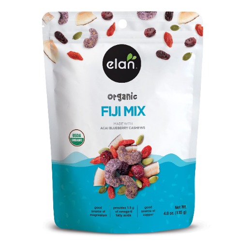 Elan Fiji Mix Organic Snack, Trail Mix, 4.8 oz, Cranberries, Goji Berries, Açai Blueberry Cashews, Coconut Chips, Pumpkin Seeds, Vegan, GMO-Free, Vegetarian, Gluten-Free,brown - 4.8 Ounce (Pack of 1)