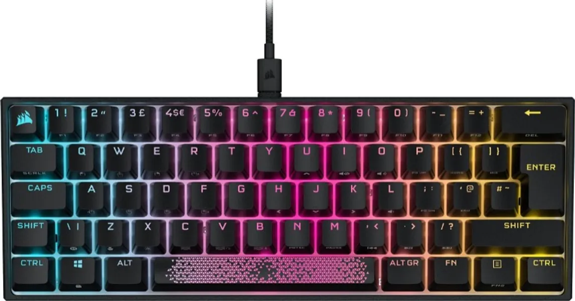 Corsair K65 RGB MINI 60% Mechanical Gaming Keyboard (Customisable RGB Backlighting, CHERRY MX Red Mechanical Keyswitches, PBT Double-Shot Keycaps, AXON Hyper-Processing Technology) QWERTY, Black