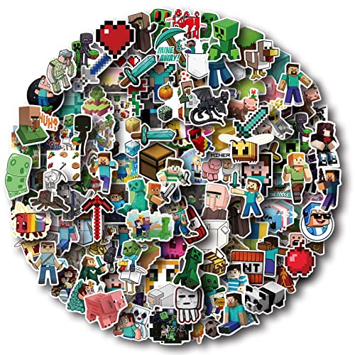 Anshaon 200 Pcs Minecra_ft Stickers, Video Game Theme Stickers for Boys Kids Teens Gifts Party Favors, Waterproof Vinyl Stickers Decals for Water Bottle, Laptop, Phone, Computer, Car, Bumper