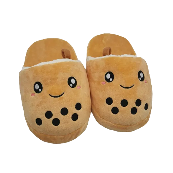 Smile Open-toe Plush Slippers (2 Colors) - Quanbao