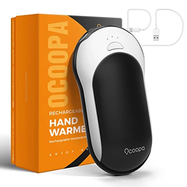 OCOOPA Quick Charge Hand Warmers, Power Delivery 10000 mAh USB C Electric Hand Warmer Rechargeable Power Bank, 15hrs Long Lasting, 3 Heat Levels, Perfect for Outdoors, Great Gift Women Men - Black