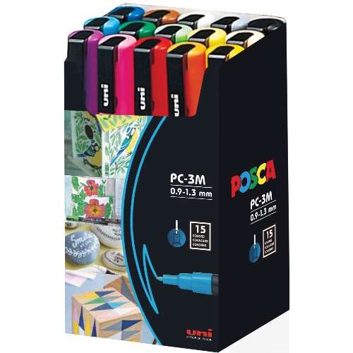 15 Posca Paint Markers, 3M Fine Posca Markers with Reversible Tips, Posca Marker Set of Acrylic Paint Pens Posca Pens for Art Supplies, Fabric Paint, Fabric Markers, Paint Pen, Art Markers - Marker Fine Point