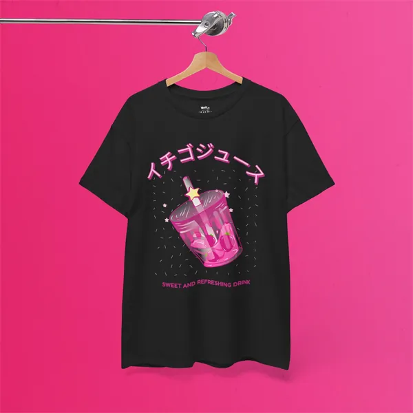 Kawaii Strawberry Juice T-Shirt | Pastel Goth, Kawaii Shirt, Japanese Shirt, Kawaii Clothes, Harajuku Clothing, Japanese Streetwear