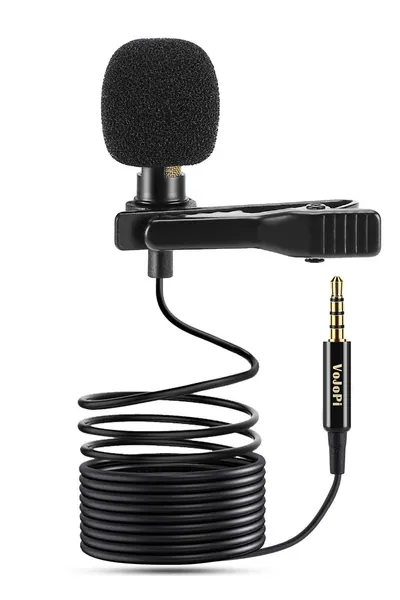 VoJoPi Microfono Solapa, Omnidireccional Lavalier Micrófono de Condensador, Microfono Movil para Podcast/Grabación Entrevista/Videoconferencia/Dicción de Voz/Movil