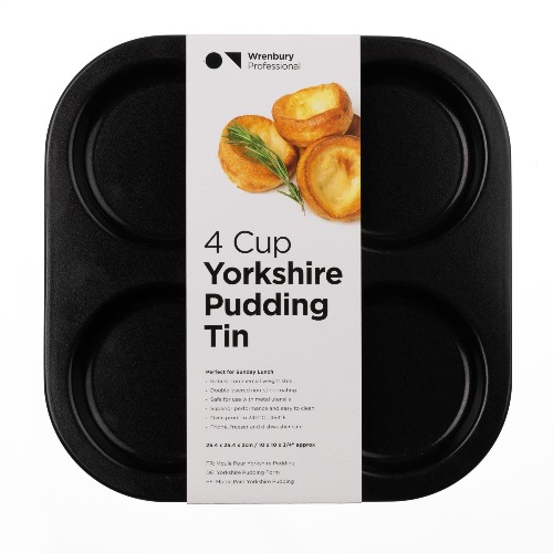 Yorkshire Pudding Pan 4 Cup - Large Cup Robust Yorkshire Pudding Tin for Giant Yorkshires - 10 Year Quality Guarantee - Whoopie Pie Pan Baking Tray for Muffin Tops, Whoopie Pies and Yorkshire Puds