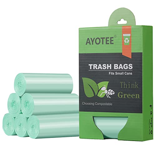 1.2 Gallon Small Trash Bags Garbage Bags, AYOTEE Mini Compostable Strong Bathroom Wastebasket Can Liners trash Bags for Home Office Kitchen fit 5L,5 Liter,1 Gal,Green - 1.2 gallon(125 count)