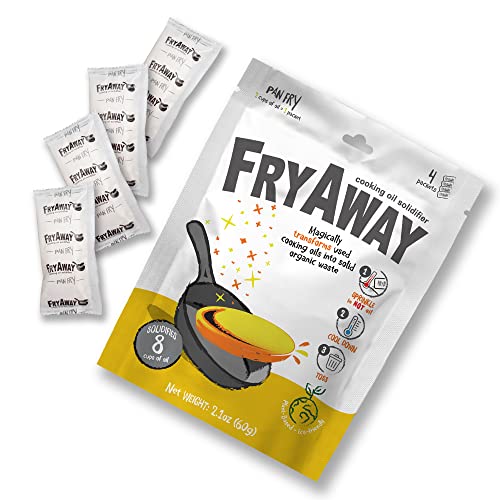 FryAway Pan Fry Cooking Oil Solidifier, Solidifies up to 8 Cups - Plant-Based Cooking Oil SolidifierPowder that Turns Used Oil to Hard Oil and Organic Waste - Easy to Use, Made in the USA - Pan Fry
